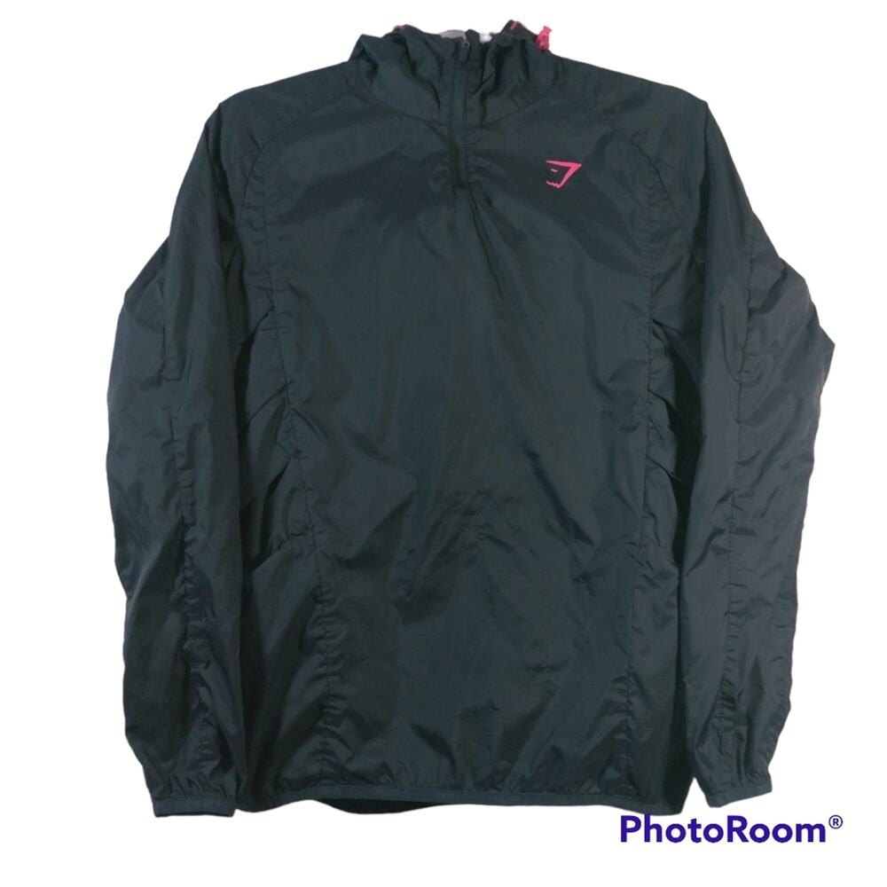Gymshark Tempest Black Pink Hooded Windbreaker Athletic Outdoors Size XS